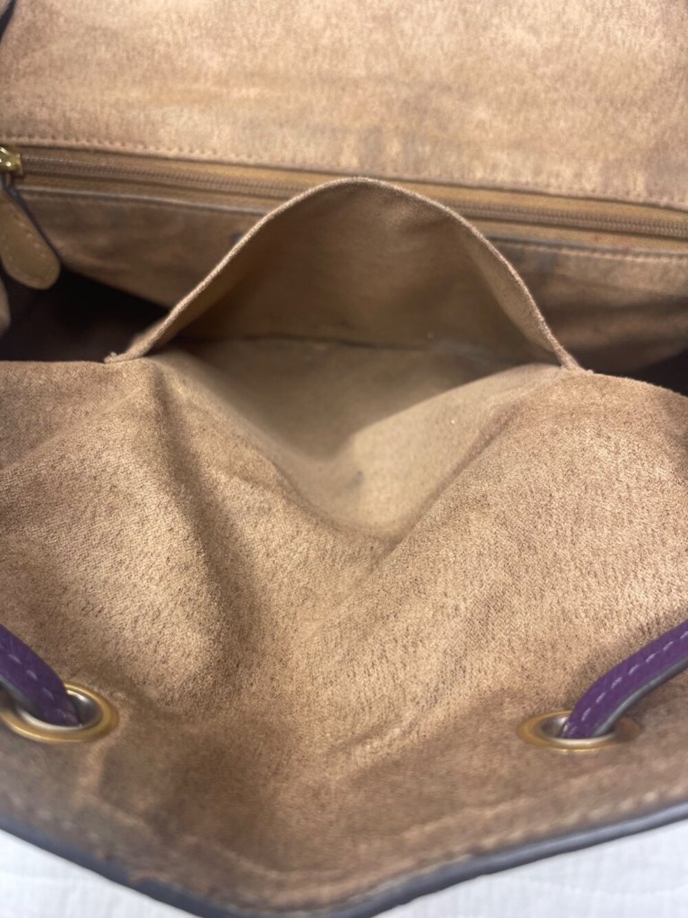 Coach Kleo Pebbled Leather Colorblock Casual Backpack Yellow/Tan/Purple - Picture 9 of 15